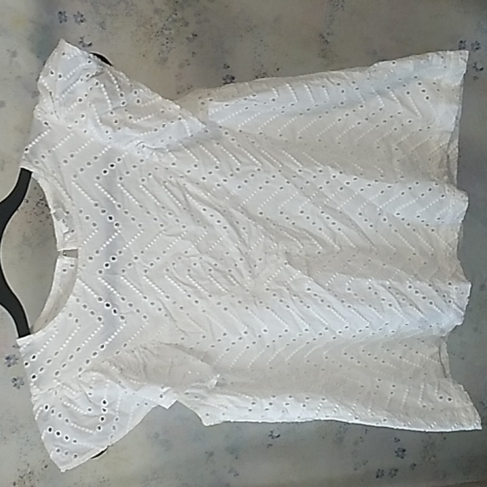 Grace & Mila Women's White Eyelet Flutter Cap Sleeve Dress Prairie Shirt Size S